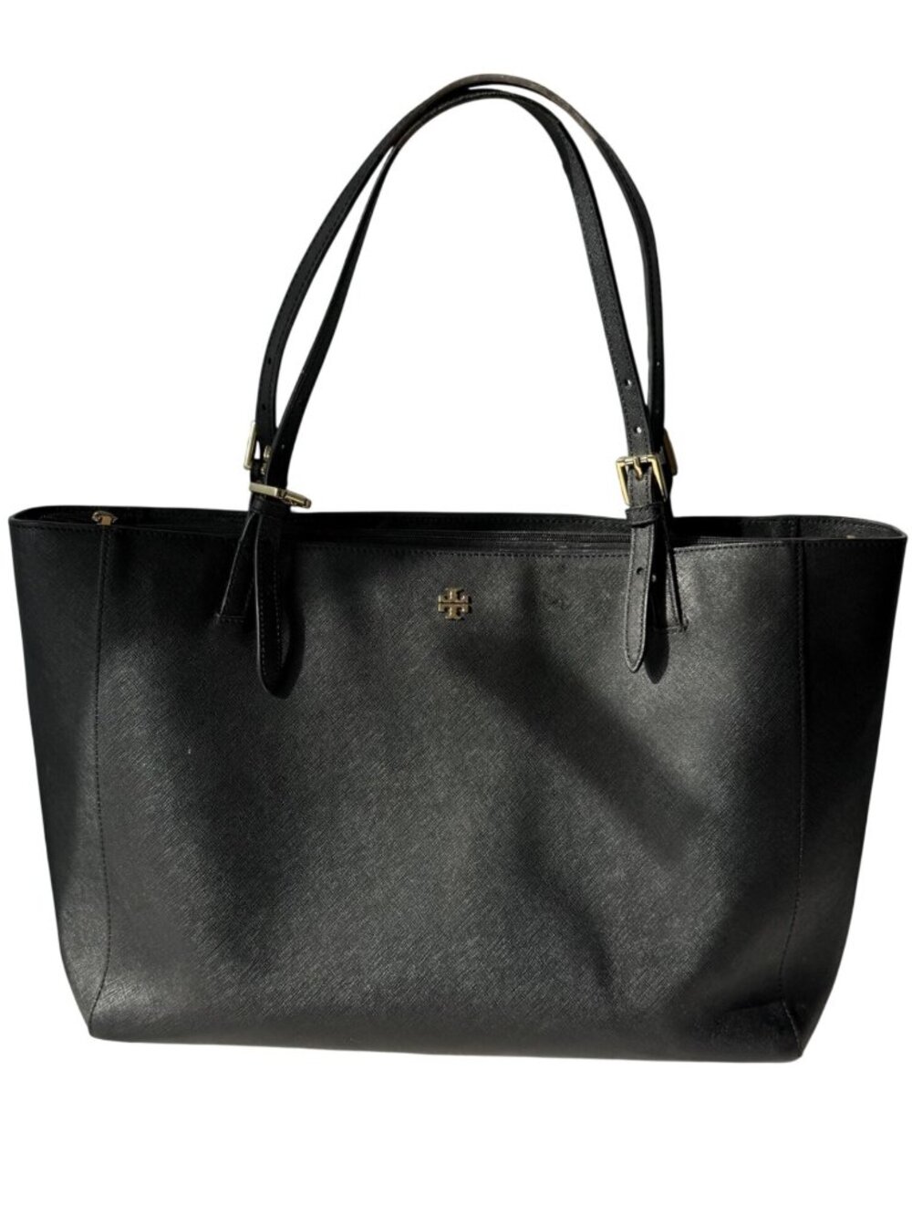 Tory Burch Women's Shoulder Bag Black Saffiano Leather Tote Handbag York Buckle